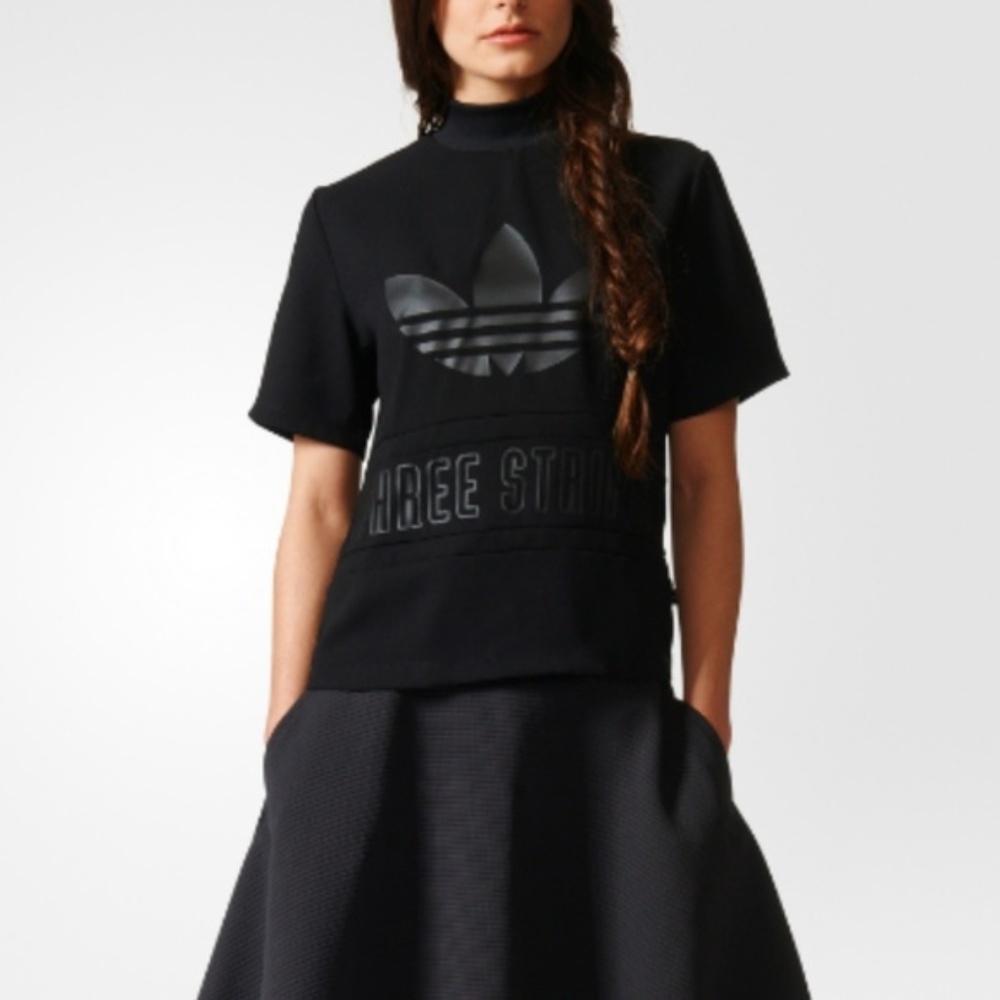 Adidas | Black Logo Three Stripes Top | XS